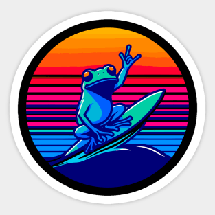 Frog Lover Surfing Beach Sticker